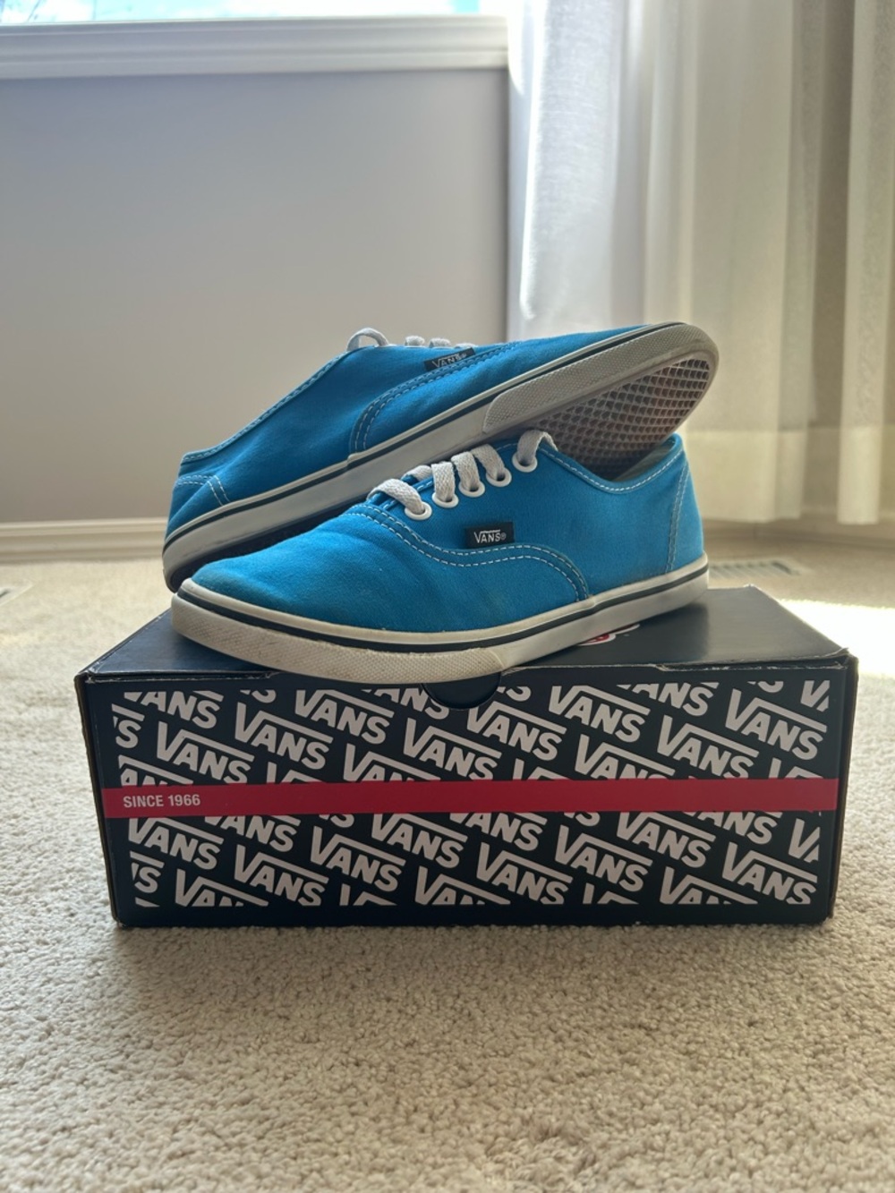 Vans Low-Top Canvas Sneakers in Bright Blue with White Trim
